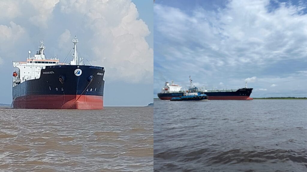 Após 23 dias encalhado no leito do rio Amazonas, navio petroleiro chega a Manaus