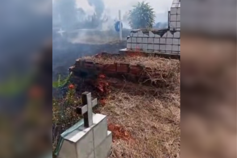 Velas acesas causam incêndio em cemitério de Manaus Velas acesas causam incêndio em cemitério de Manaus