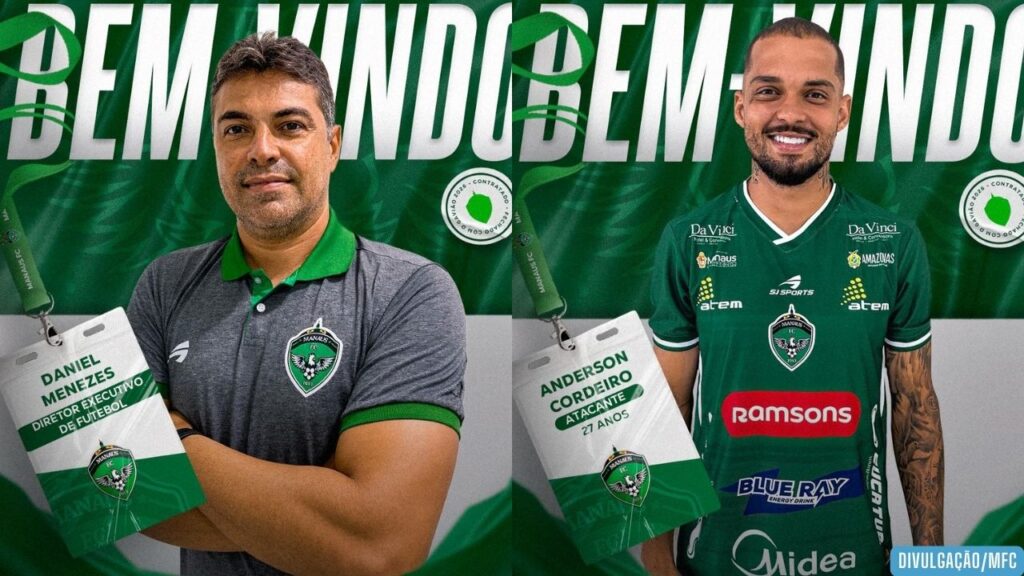 Manaus anuncia diretor executivo Daniel Menezes e atacante Anderson Cordeiro para a sequência da temporada Manaus anuncia diretor executivo Daniel Menezes e atacante Anderson Cordeiro para a sequência da temporada