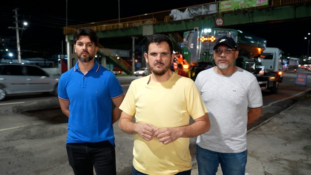 Prefeito Renato Junior vistoria obra na madrugada de domingo e apresenta tecnologia ágil e durável da operação ‘Tapa-Buracos’